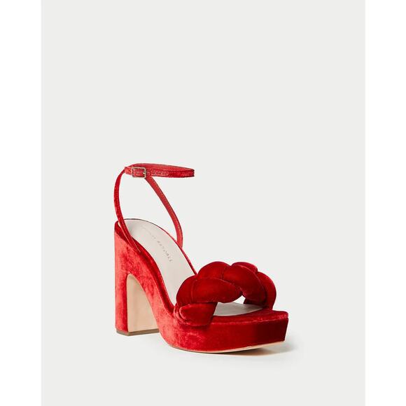 LOEFFLER RANDALL FAE PLATFORM HEEL in red velvet Scarlett size 5.5 - Picture 2 of 11